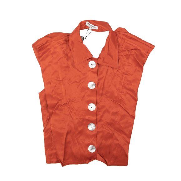 OPENING CEREMONY Rust Red Tie Back Shell Sleeveless Blouse Size 0/36 $295